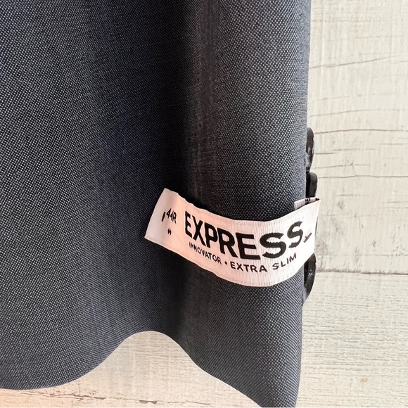 Express Innovation Extra Slim Men's Suit 44RβWool Blend Dusty Blue New with Tags - Picture 2 of 13